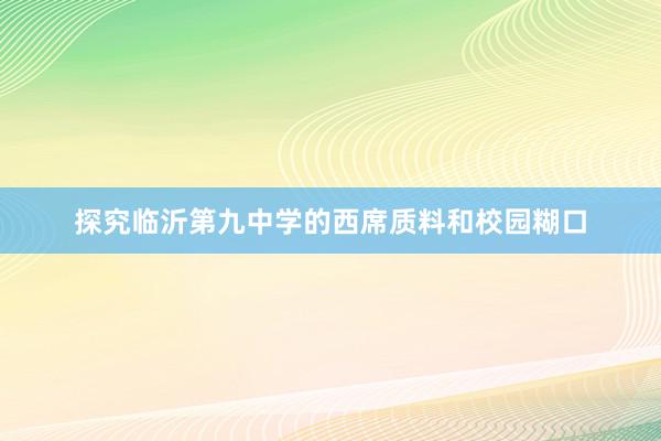 探究临沂第九中学的西席质料和校园糊口